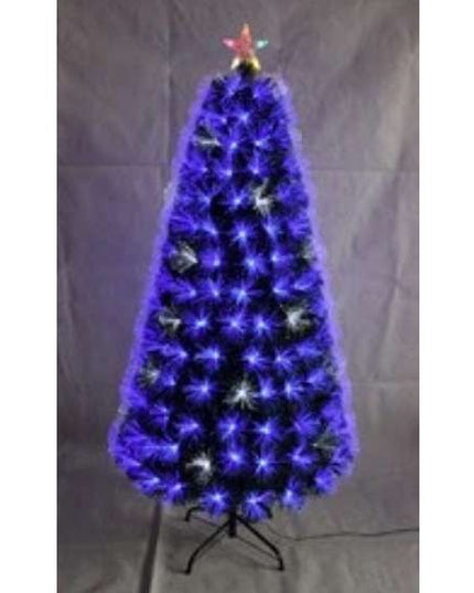 Brazi de Craciun cu fibra optica cu lumini albastre si lumini albe -