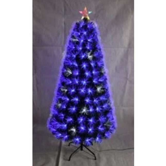 Brazi de Craciun cu fibra optica cu lumini albastre si lumini albe -