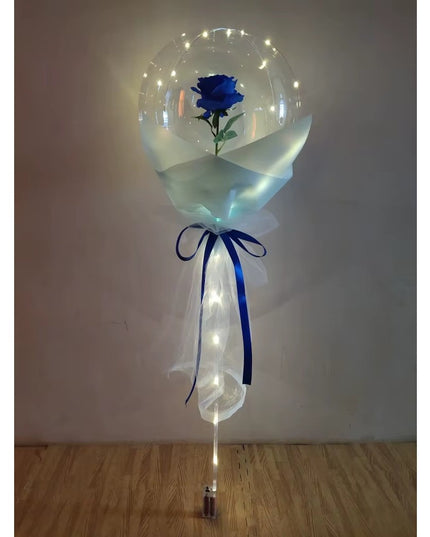 Buchet Decorativ, Trandafir in Balon cu Lumini Led, Diametru , 2 x Baterii AA (neincluse)