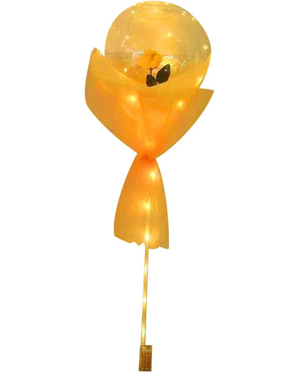 Buchet Decorativ, Trandafir in Balon cu Lumini Led, Diametru , 2 x Baterii AA (neincluse), Sampanie