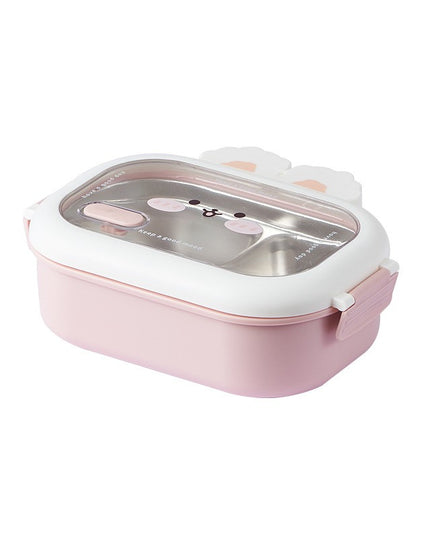 pentru Pranz sau Gustari, cu Doua Compartimente, Model Iepuras, pentru Copii si Adulti, Etansare, PP, Perfect pentru Scoala si Birou, 1000 mL