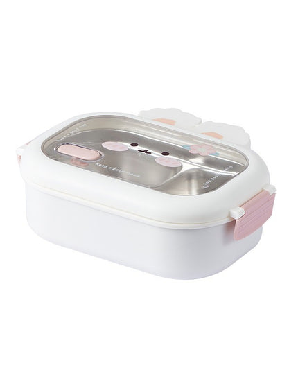 pentru Pranz sau Gustari, cu Doua Compartimente, Model Iepuras, pentru Copii si Adulti, Etansare, PP, Perfect pentru Scoala si Birou, 1000 mL