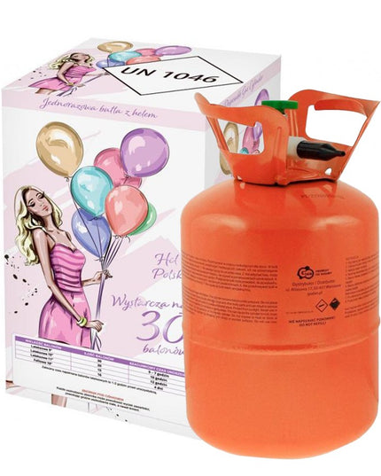 Butelie Heliu de Unica Folosinta, Butelie pentru 30 Baloane Latex, ideala pentru Petreceri si Evenimente, 0.20 m3