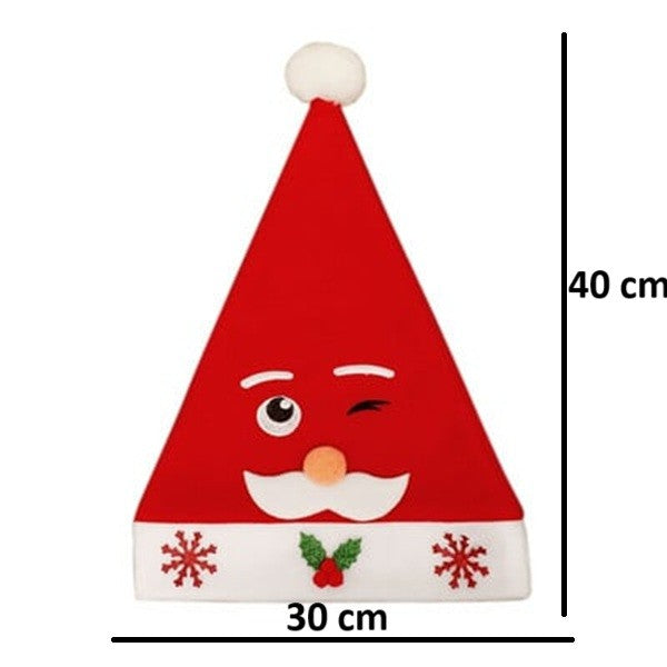 Caciula de Mos Craciun, Model 3 Mos Craciun cu Mustata, Marime Universala, Material Textil