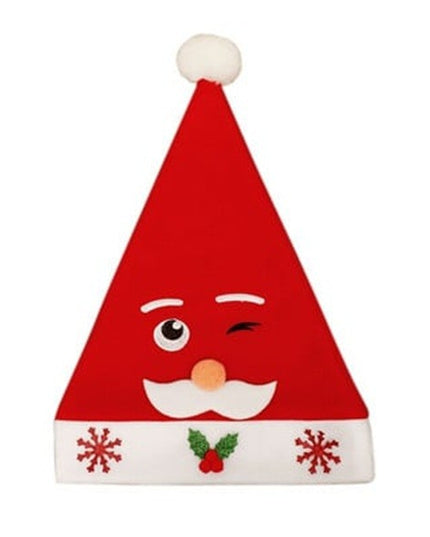 Caciula de Mos Craciun, Model 3 Mos Craciun cu Mustata, Marime Universala, Material Textil