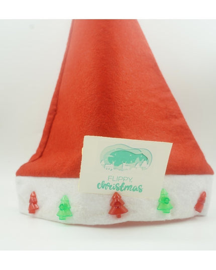 Caciulita de Mos Craciun, cu braduti ,led si muzica, rosie, marime universala, poliester