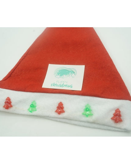 Caciulita de Mos Craciun, cu braduti ,led si muzica, rosie, marime universala, poliester