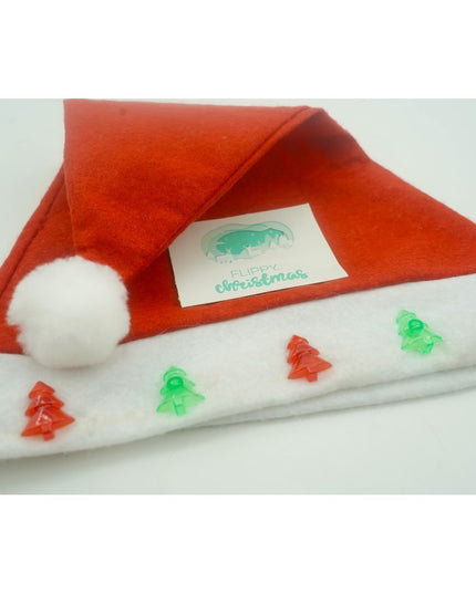 Caciulita de Mos Craciun, cu braduti si led, rosie, marime universala, poliester