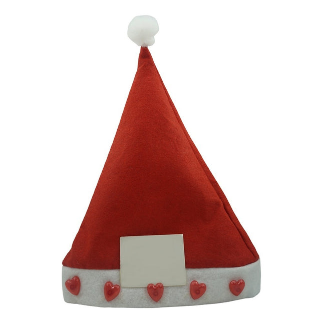Caciulita de Mos Craciun, cu inimi si led, rosie, marime universala, poliester
