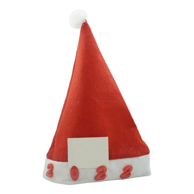 Caciulita de Mos Craciun, cu inscriptie 2022 ,led si muzica, rosie, marime universala, poliester