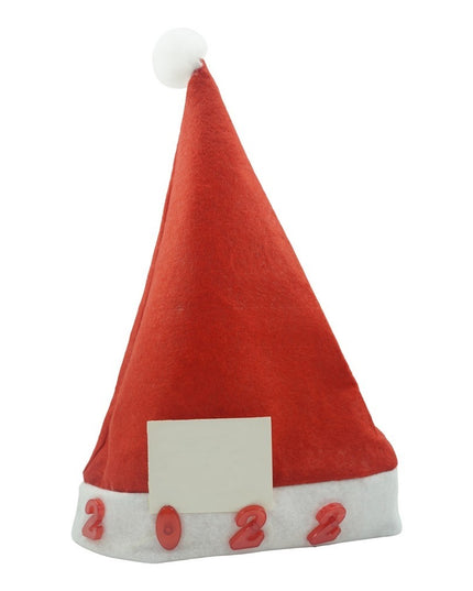 Caciulita de Mos Craciun, cu inscriptie 2022 ,led si muzica, rosie, marime universala, poliester