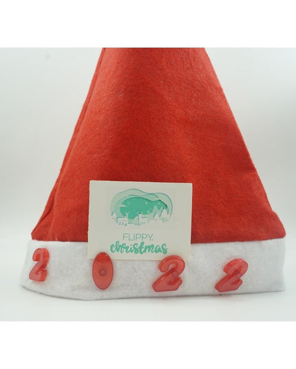 Caciulita de Mos Craciun, cu inscriptie 2022 si led, rosie, marime universala, poliester