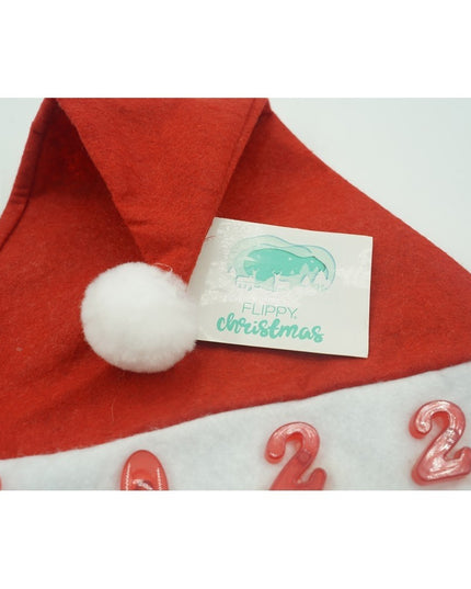 Caciulita de Mos Craciun, cu inscriptie 2022 si led, rosie, marime universala, poliester