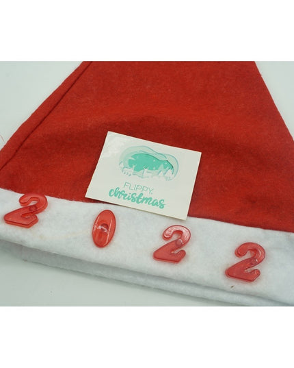 Caciulita de Mos Craciun, cu inscriptie 2022 si led, rosie, marime universala, poliester