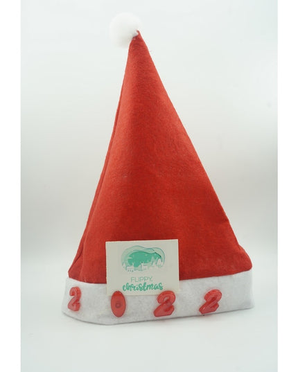 Caciulita de Mos Craciun, cu inscriptie 2022 si led, rosie, marime universala, poliester