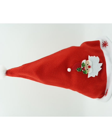 Caciulita de Mos Craciun, cu model de Mos Craciun si ornament fulg de nea, rosie, marime universala, material textil