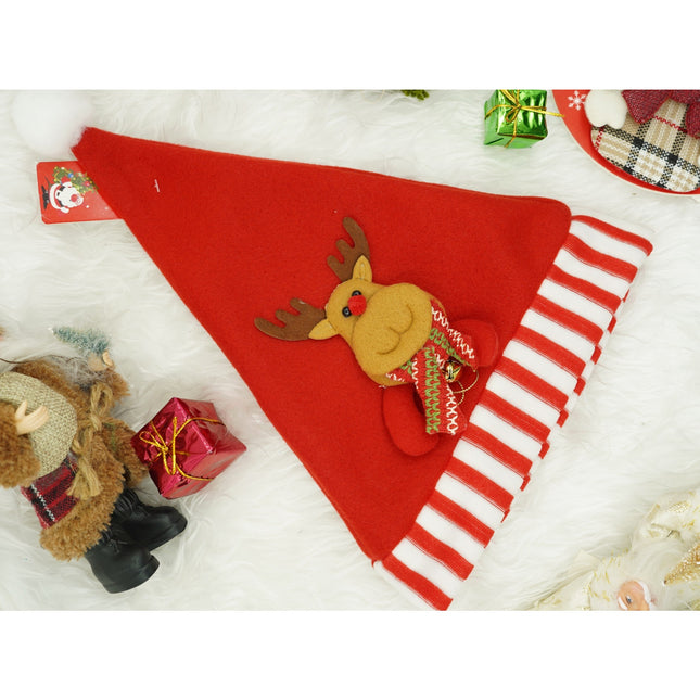 Caciulita de Mos Craciun, cu model de Ren, rosie, marime universala, material textil