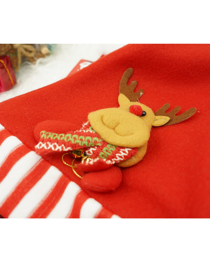 Caciulita de Mos Craciun, cu model de Ren, rosie, marime universala, material textil