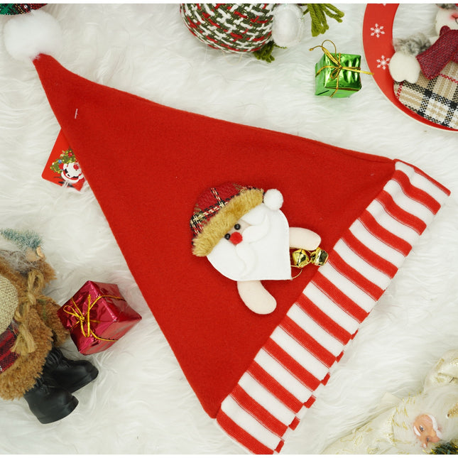 Caciulita de Mos Craciun, cu ornament de Mos Craciun, rosie, marime universala, material textil