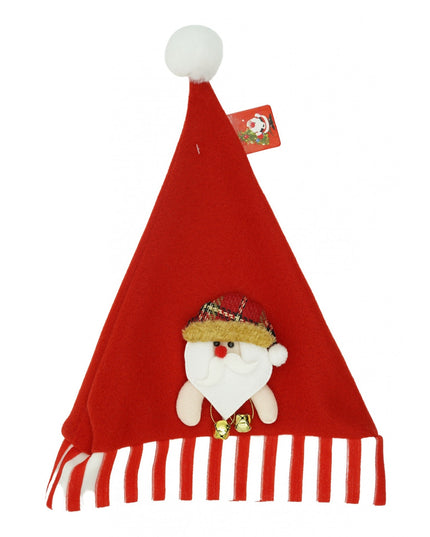 Caciulita de Mos Craciun, cu ornament de Mos Craciun, rosie, marime universala, material textil