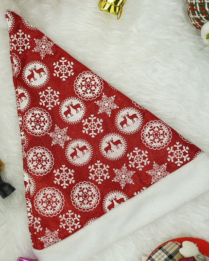 Caciulita de Mos Craciun, cu ornament fulg de nea si sclipici, rosie, marime universala, material textil