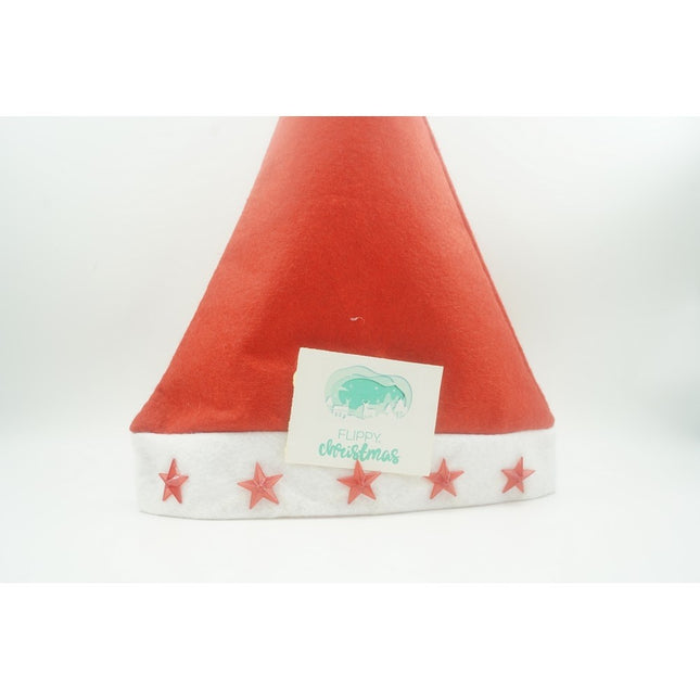 Caciulita de Mos Craciun, cu stele ,led si muzica, rosie, marime universala, poliester