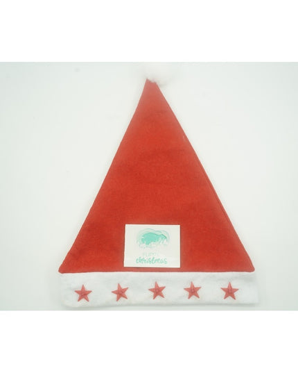 Caciulita de Mos Craciun, cu stele ,led si muzica, rosie, marime universala, poliester