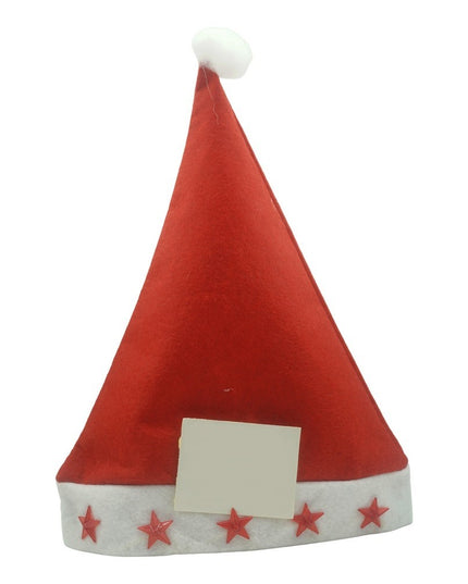 Caciulita de Mos Craciun, cu stele ,led si muzica, rosie, marime universala, poliester