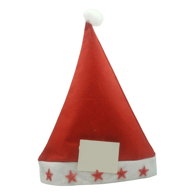 Caciulita de Mos Craciun, cu stele ,led si muzica, rosie, marime universala, poliester