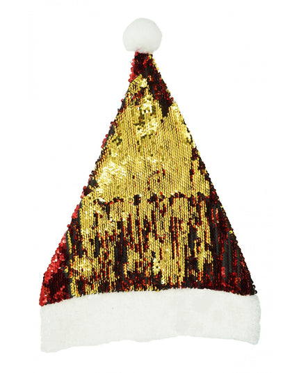 Caciulita de Mos Craciun, cu strasuri, in 2 culori, rosie - aurie, marime universala, material textil