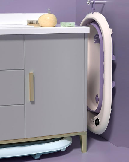 Cada de Baie, pentru Copii 0 luni - 6 Ani, cu Termometru, Pliabila, Perna Suport Inclusa, din Plastic