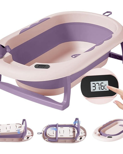 Cada de Baie, pentru Copii 0 luni - 6 Ani, cu Termometru, Pliabila, Perna Suport Inclusa, din Plastic