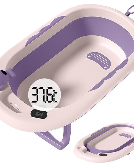 Cada de Baie, pentru Copii 0 luni - 6 Ani, cu Termometru, Pliabila, Perna Suport Inclusa, din Plastic