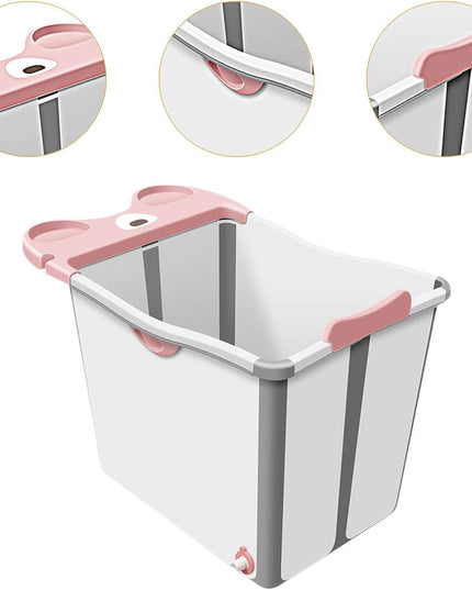 Cada Pliabila pentru Baie, din PP+TPE, pentru Copii +6 Luni, Model Ursulet, Scaun de Interior, Detasabil