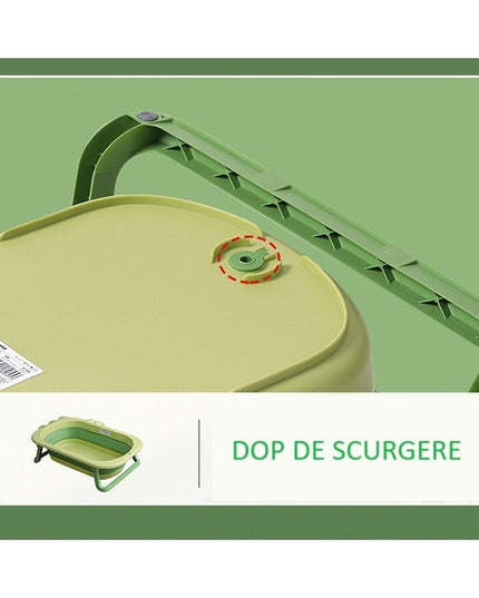 Cada Pliabila pentru Baie, din PP+TPR, pentru Copii 0-6 Ani, Model Crocodil, Dop de Scurgere