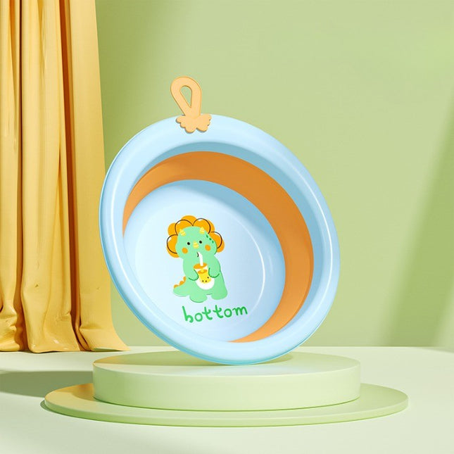 Cada Pliabila pentru Baie pentru Copii, Cadita pentru Bebelusi, Model Rotund cu Dinozaur, Blue,4L