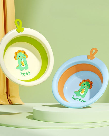 Cada Pliabila pentru Baie pentru Copii, Cadita pentru Bebelusi, Model Rotund cu Dinozaur, Blue,4L