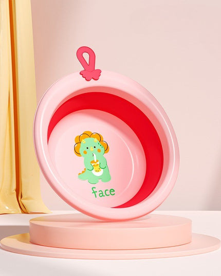 Cada Pliabila pentru Baie pentru Copii, Cadita pentru Bebelusi, Model Rotund cu Dinozaur