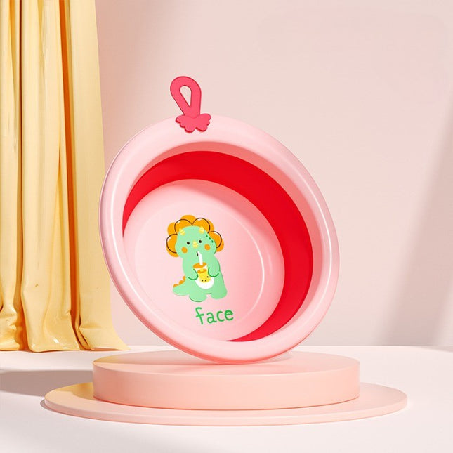 Cada Pliabila pentru Baie pentru Copii, Cadita pentru Bebelusi, Model Rotund cu Dinozaur