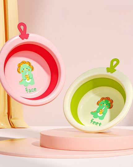 Cada Pliabila pentru Baie pentru Copii, Cadita pentru Bebelusi, Model Rotund cu Dinozaur