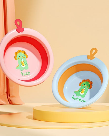 Cada Pliabila pentru Baie pentru Copii, Cadita pentru Bebelusi, Model Rotund cu Dinozaur