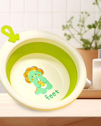 Cada Pliabila pentru Baie pentru Copii, Cadita pentru Bebelusi, Model Rotund cu Dinozaur