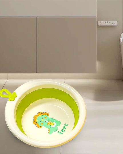 Cada Pliabila pentru Baie pentru Copii, Cadita pentru Bebelusi, Model Rotund cu Dinozaur