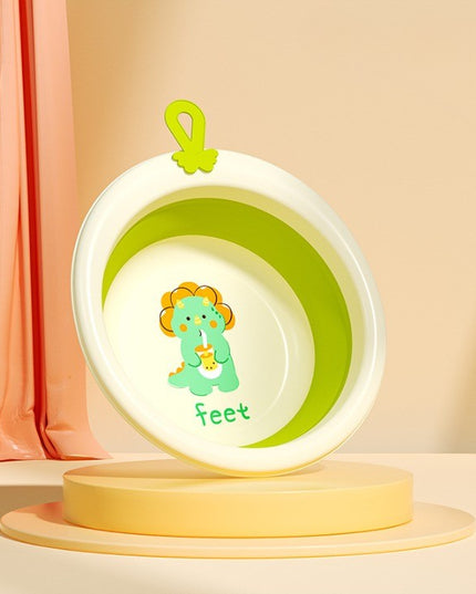 Cada Pliabila pentru Baie pentru Copii, Cadita pentru Bebelusi, Model Rotund cu Dinozaur