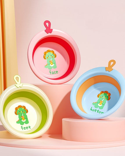 Cada Pliabila pentru Baie pentru Copii, Cadita pentru Bebelusi, Model Rotund cu Dinozaur