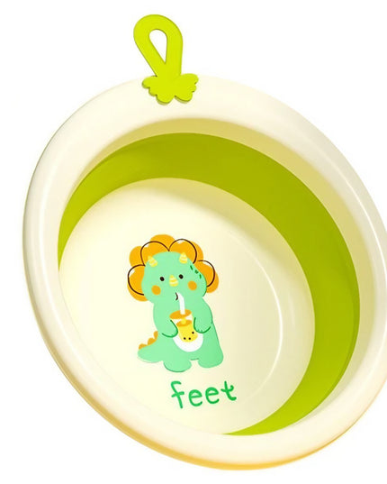 Cada Pliabila pentru Baie pentru Copii, Cadita pentru Bebelusi, Model Rotund cu Dinozaur