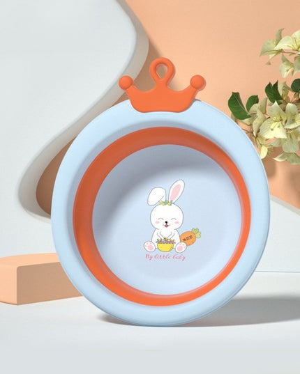 Cada Pliabila pentru Baie pentru Copii, Cadita pentru Bebelusi, Model Rotund cu Iepuras, Blue,3.3 L