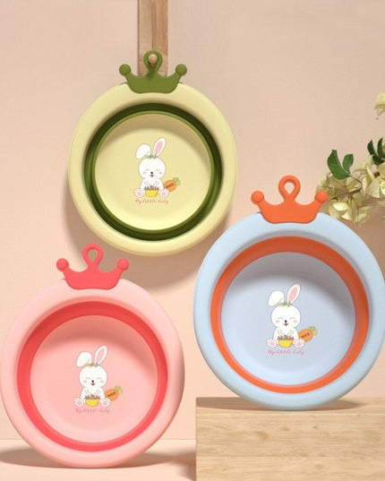 Cada Pliabila pentru Baie pentru Copii, Cadita pentru Bebelusi, Model Rotund cu Iepuras, Blue,3.3 L