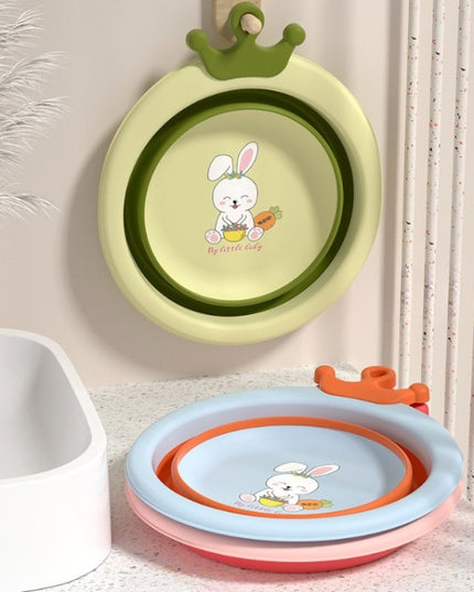 Cada Pliabila pentru Baie pentru Copii, Cadita pentru Bebelusi, Model Rotund cu Iepuras, Blue,3.3 L