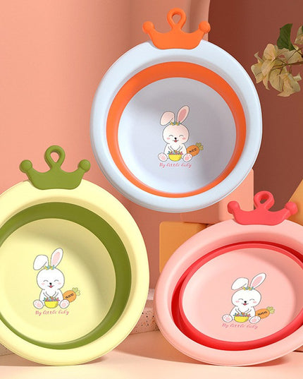 Cada Pliabila pentru Baie pentru Copii, Cadita pentru Bebelusi, Model Rotund cu Iepuras, Blue,3.3 L